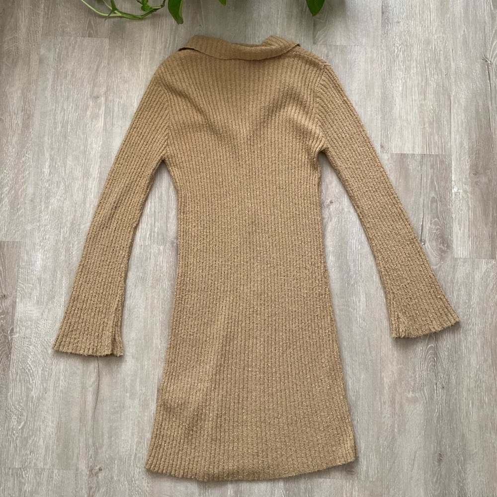 Vintage Y2k Camel Tan Open Front 3 Button Collard… - image 6